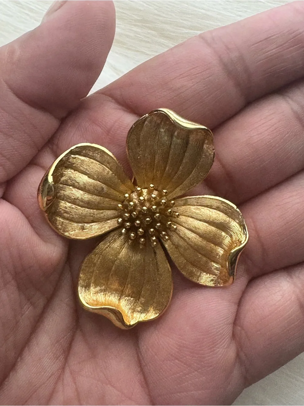 Trifari Gold Floral Petal Brooch